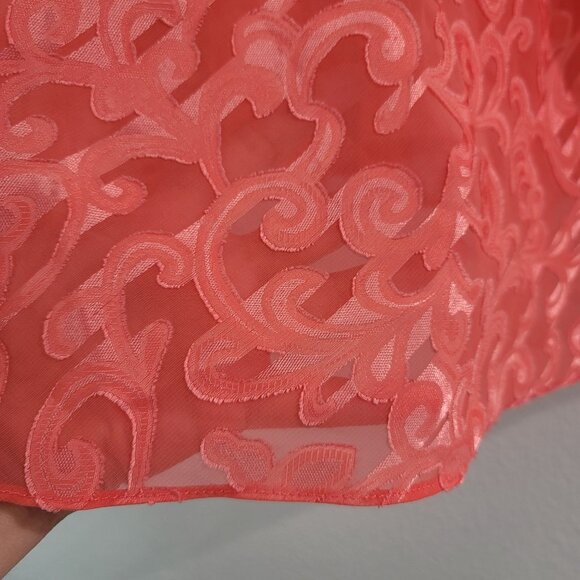 Vintage 1960 Inner Most Coral Night Gown Slip Mini Dress Sz L/XL Coquette Retro - Picture 3 of 11